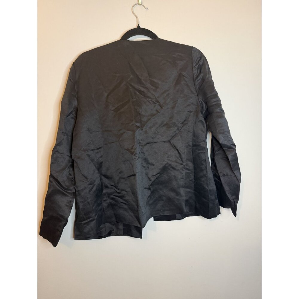 NWT Eileen Fisher Linen Silk Satin Round Neck Jacket Black Sz PM $298 [jb] - Picture 12 of 12